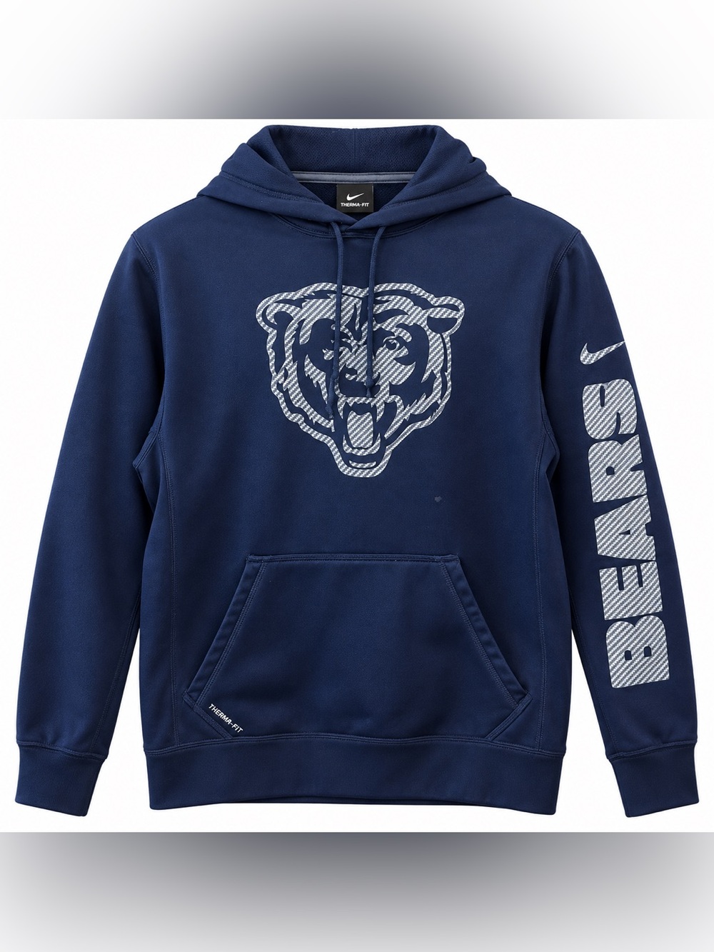 Nike Chicago Bears Bear Head Sleeve Graphic Therma-FIT Hoodie Navy S